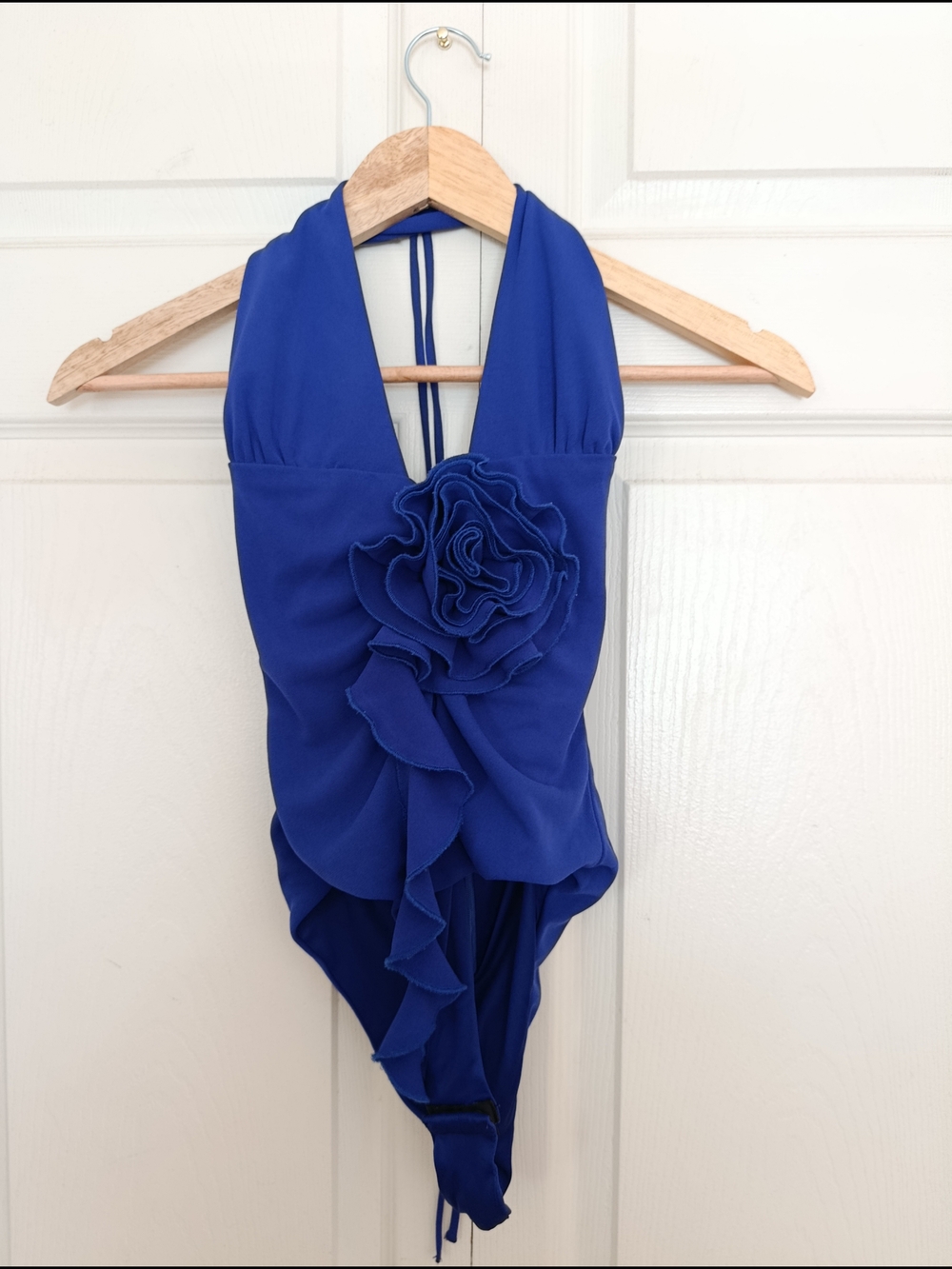 Zara Deep Blue Swimwear Top with Halter Detail